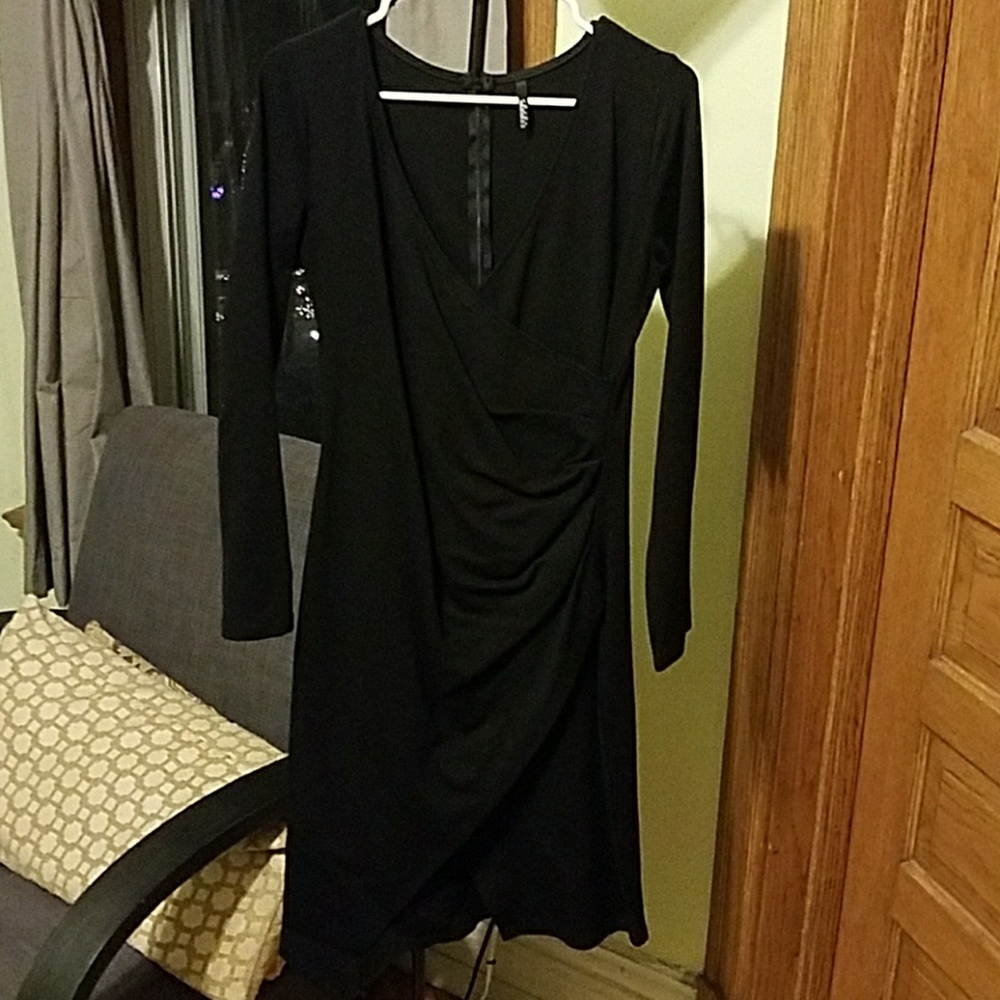 Lulus black bodycon wrap dress